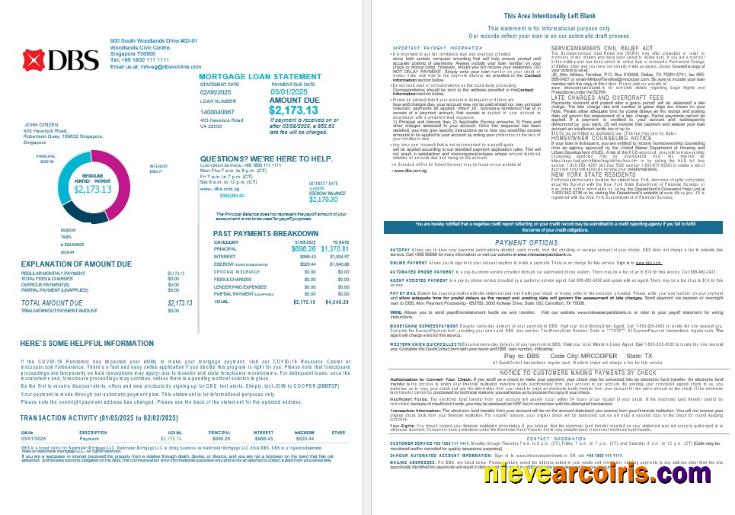 Singapore DBS bank bank mortgage statement 1-2
